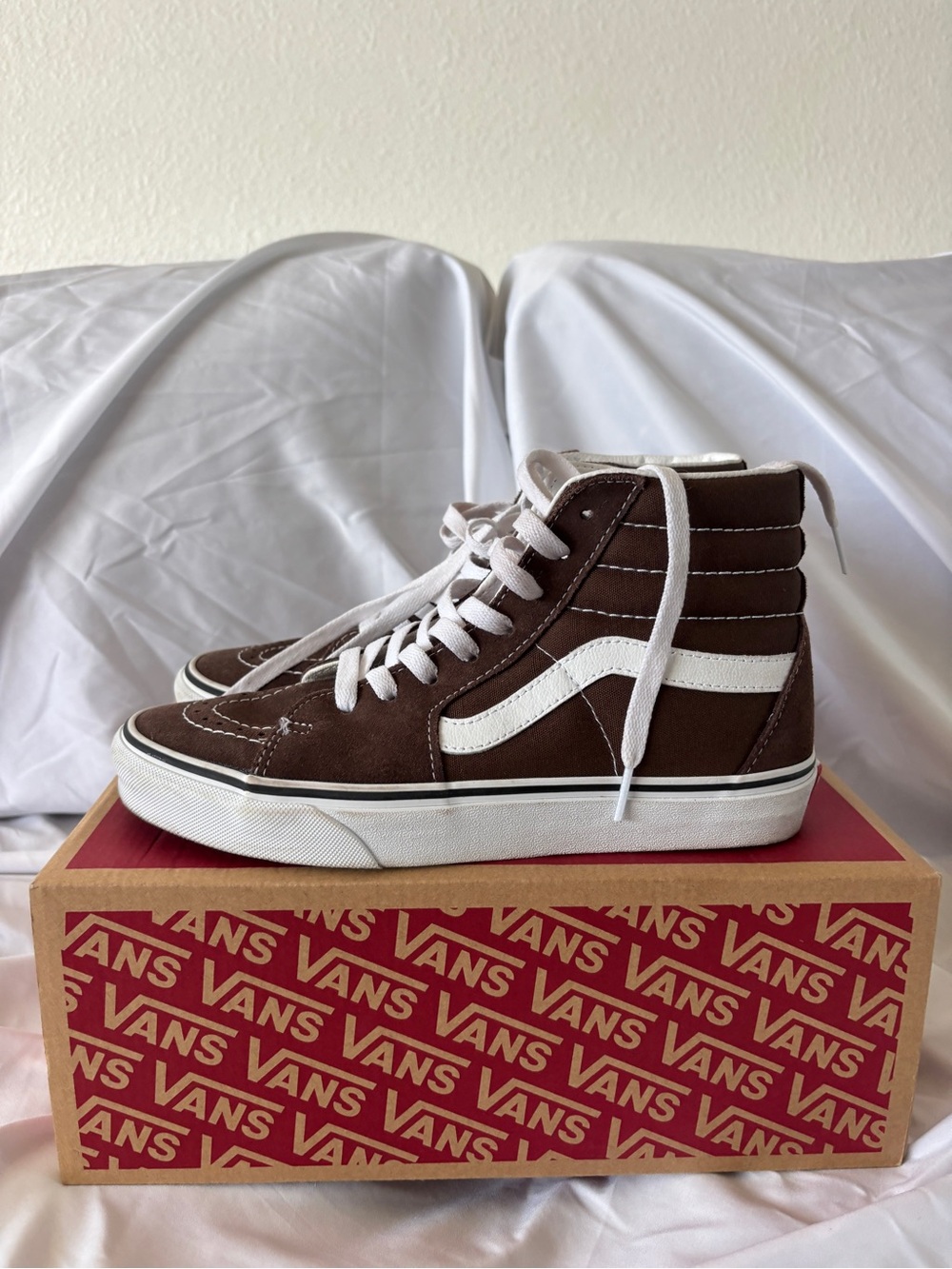 Vans Brown and White High-Top Suede Sneakers - Picture 3 of 8